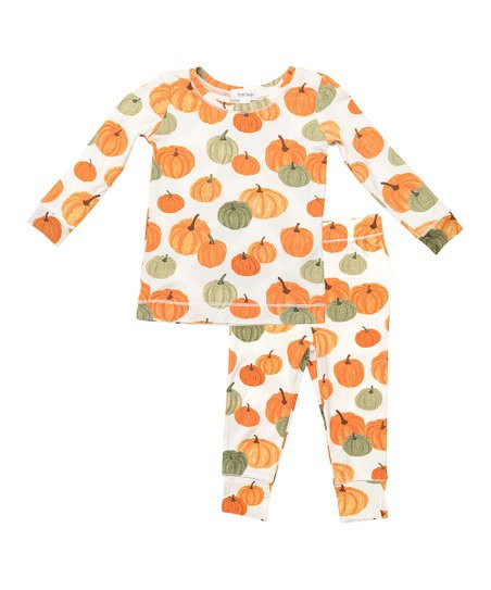Orange & Cream Pumpkin Loungewear Set - Infant, Toddler & Kids | Zulily