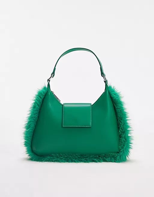 Topshop shantae fur bag in green | ASOS (Global)