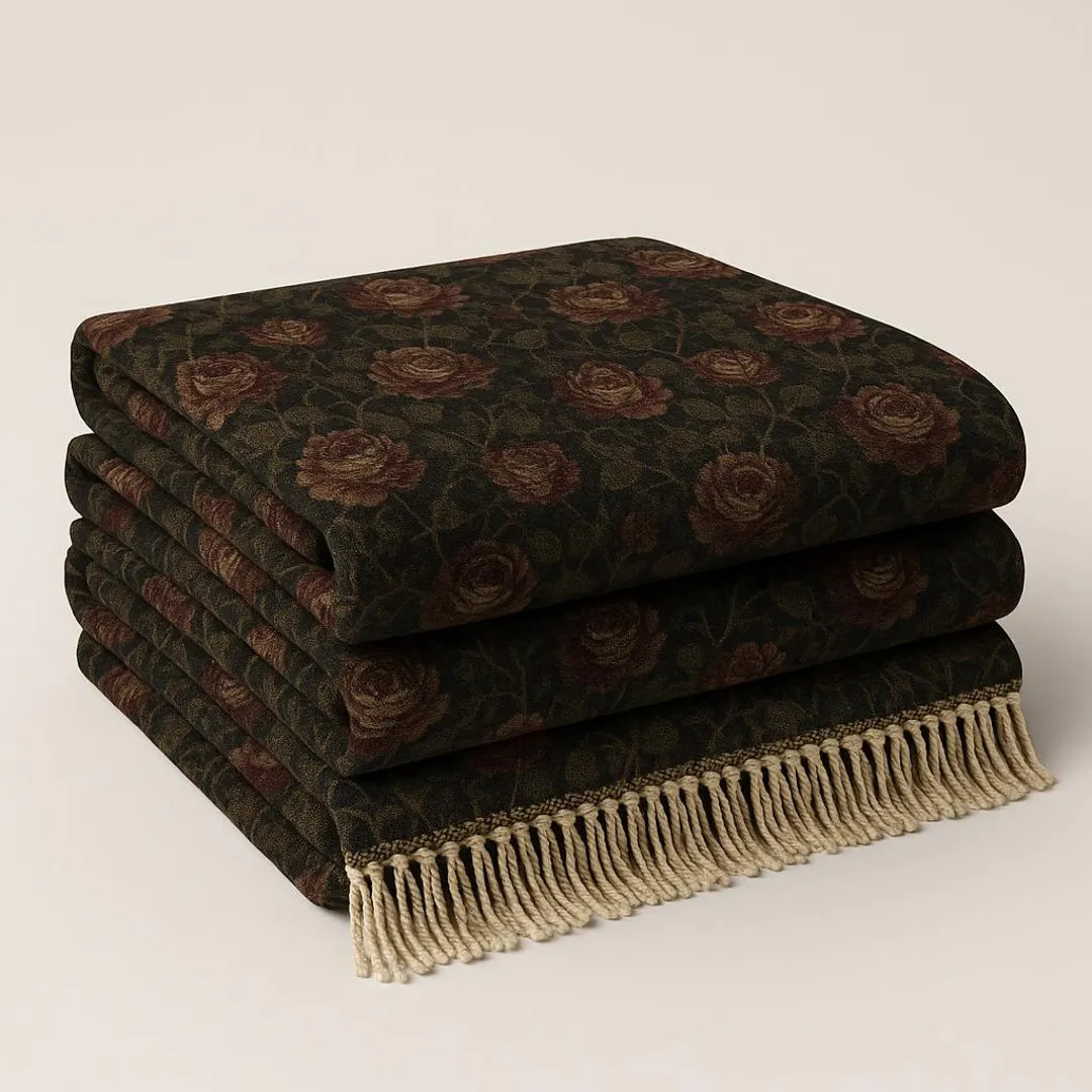 Moody Cottagecore Floral Woven Blanket | Dark Academia Whimsigoth Tapestry Throw - Etsy | Etsy (US)