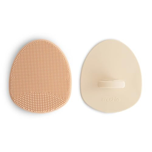 mushie Baby Bath Cradle Cap Brush | Soft Silicone Bristles for Dry Skin, Eczema, & Cradle Cap Treatment | 2-Pack (Blush/Shifting Sand) | Amazon (US)