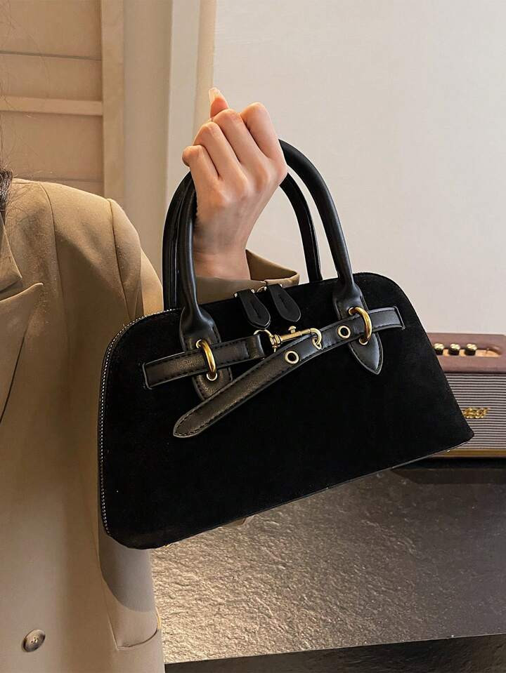 Women's Vintage Suede Small Handbag, Fashionable Shell Crossbody Bag, Casual Tote Bag For Autumn/Winter | SHEIN