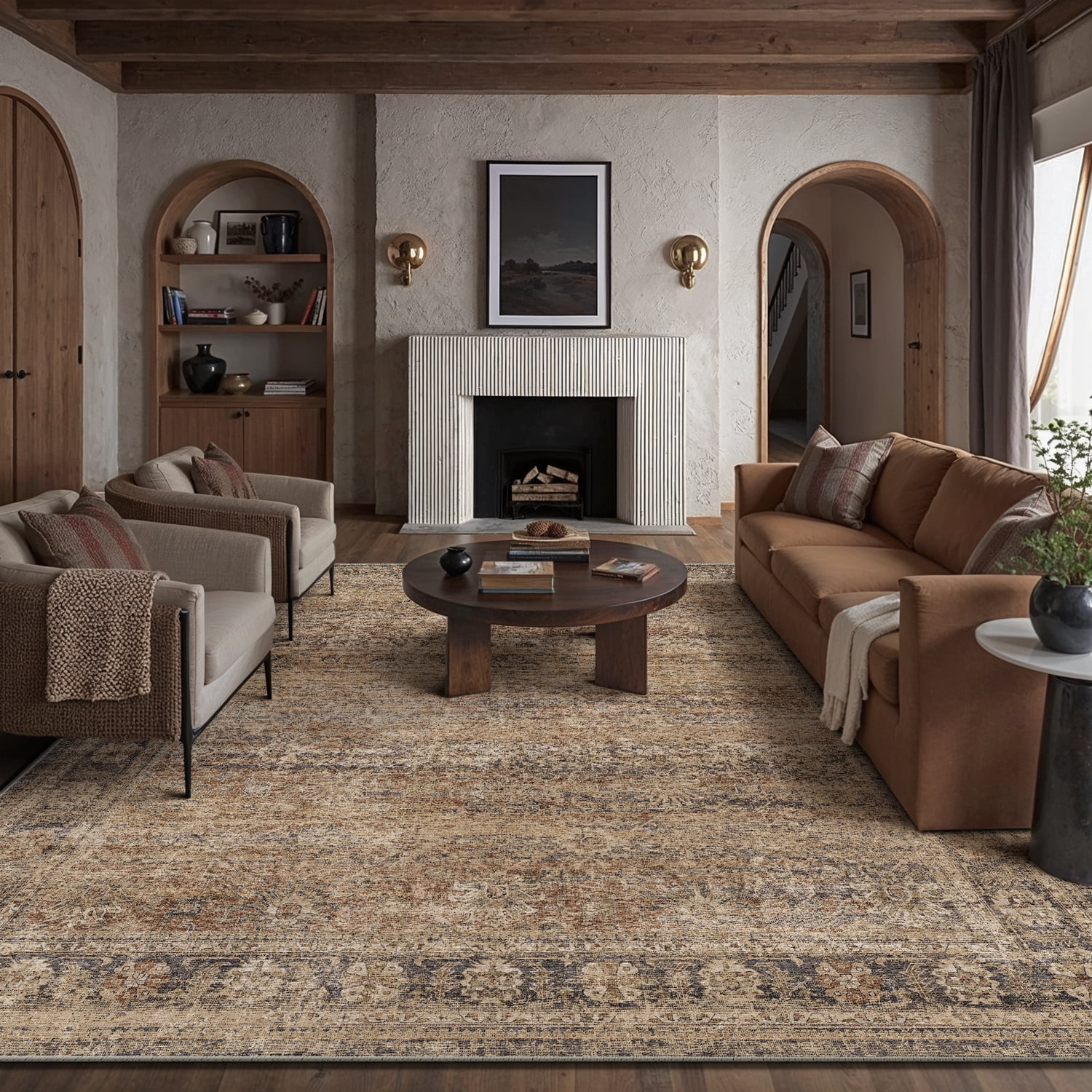 BERTHMEER 8'x10' Area Rugs for Living Room Bedroom Office Dining Room Farmhouse Large Brown Rugs ... | Walmart (US)