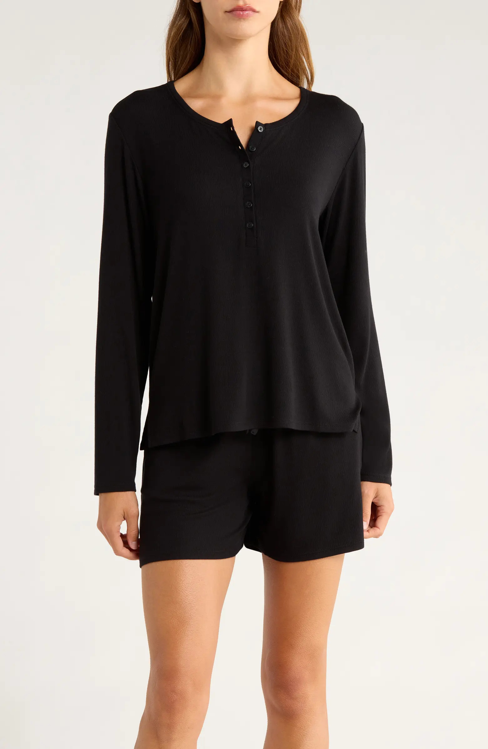 Moonlight Eco Rib Long Sleeve Shortie Pajamas | Nordstrom