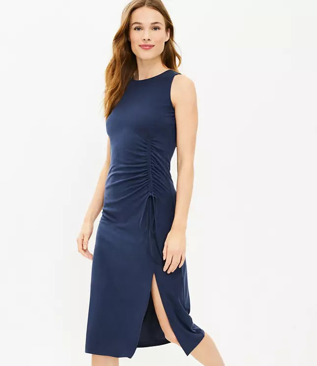 Lou & Grey Cinched Sandwashed Midi Dress | LOFT