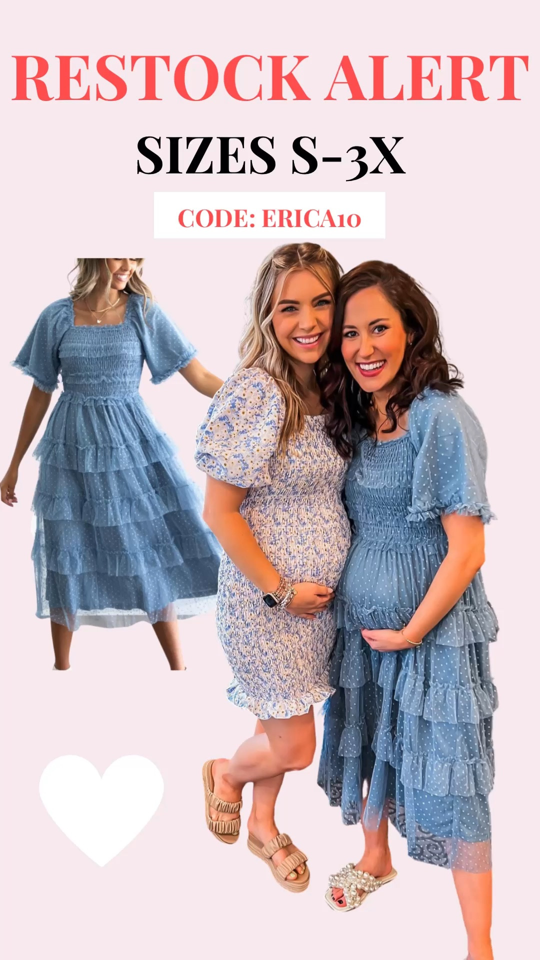 My blue baby shower dress is RESTOCKED in ALL sizes — S-3X — and 10% off with code ERICA10 💙 bridal shower dress // gender reveal dress // maternity // bump friendly dress 

#LTKunder50 #LTKbump #LTKwedding