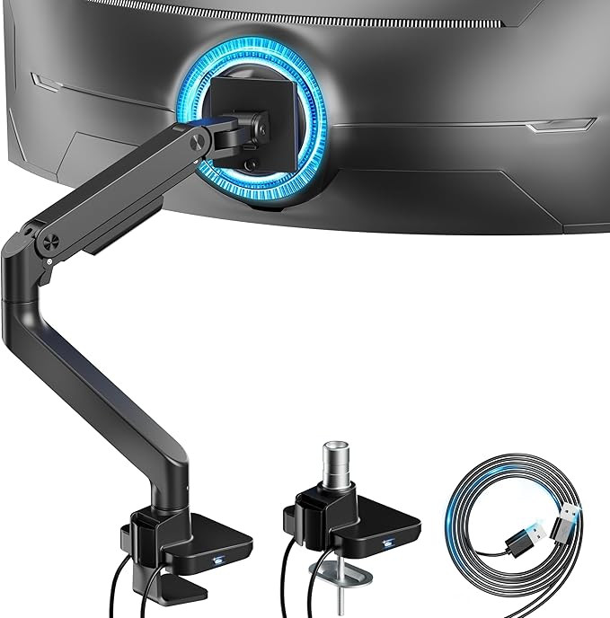 ARES WING Ultrawide Monitor Arm with USB A/C, for 17 to 49 inch Heavy Duty Screen, Holds 44 lbs, ... | Amazon (US)