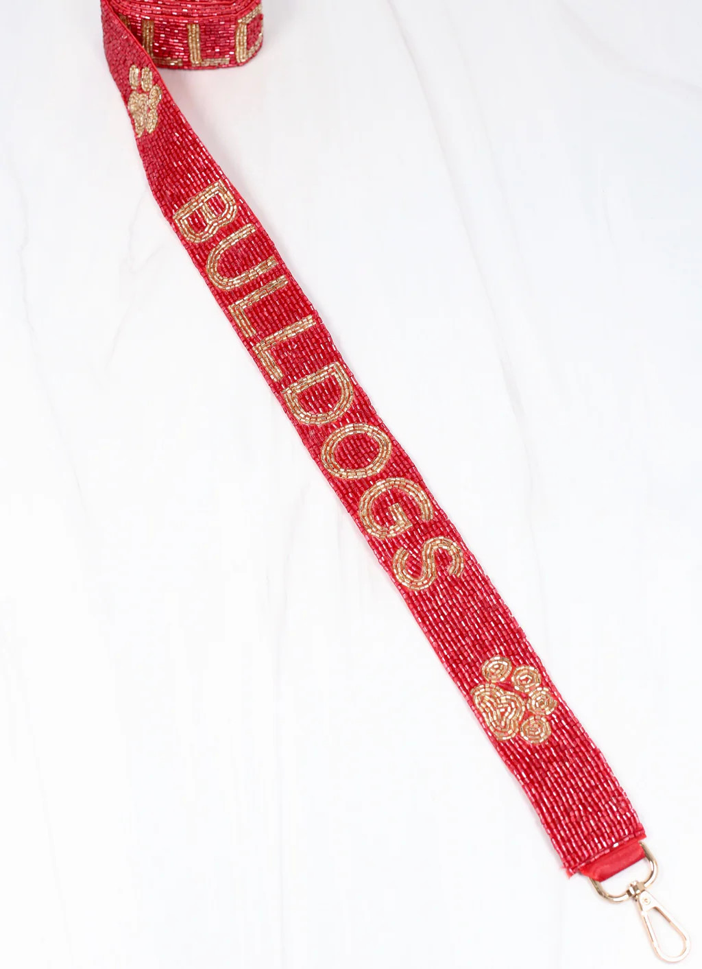 Bulldogs Red Beaded Crossbody Strap | Caroline Hill