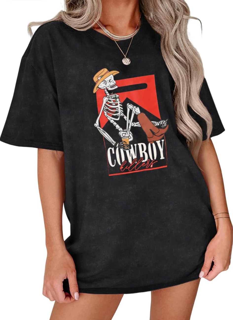 Women Western Country Tshirt Vintage Cowboy Killer Skeleton Graphic Shirts Casual Short Sleeve Oversized Tee Tops

#LTKFindsUnder50 #LTKStyleTip #LTKGiftGuide