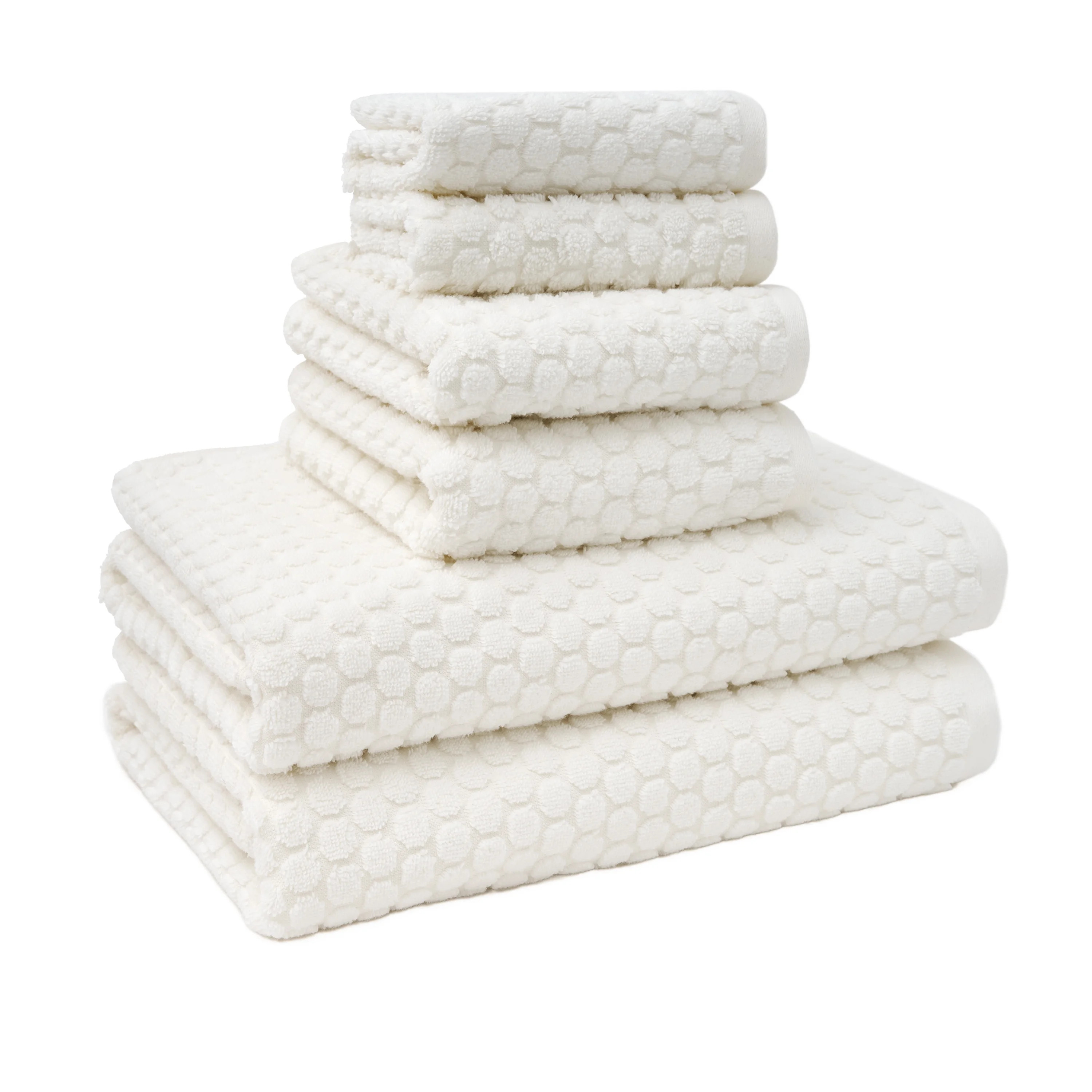 Beautiful Dot 6 Pack Towel Set, Contains 2 Bath, 2 Hand, 2 Wash - Off White by Drew Barrymore | Walmart (US)