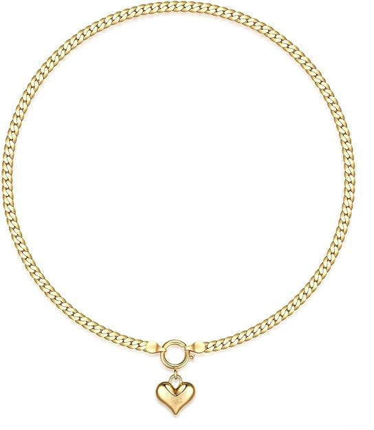 NUZON Sunburst Heart / 2-Tone Interlocking/CZ Evil Eye/Single Pearl/Love Heart Pendant Necklace f... | Amazon (US)