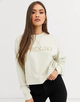 Neon Rose crop sweatshirt with apres ski print | ASOS US