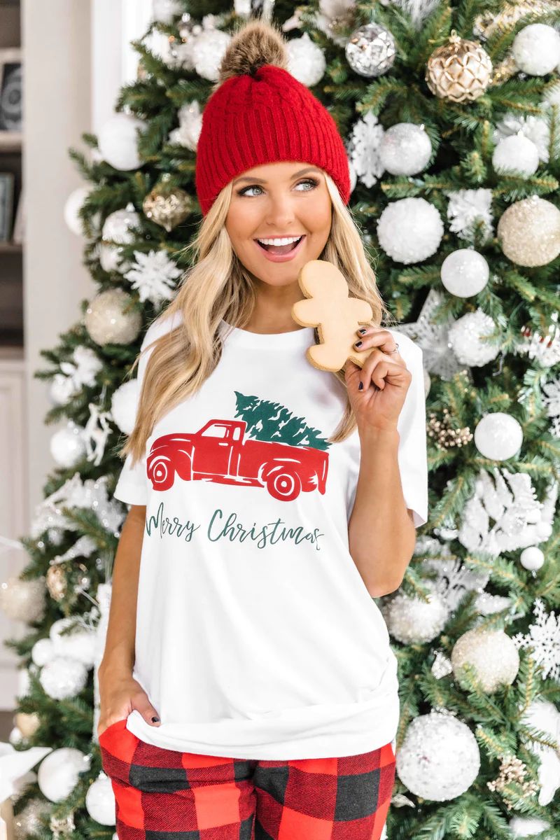 Trucking Along This Christmas Graphic Tee | The Pink Lily Boutique