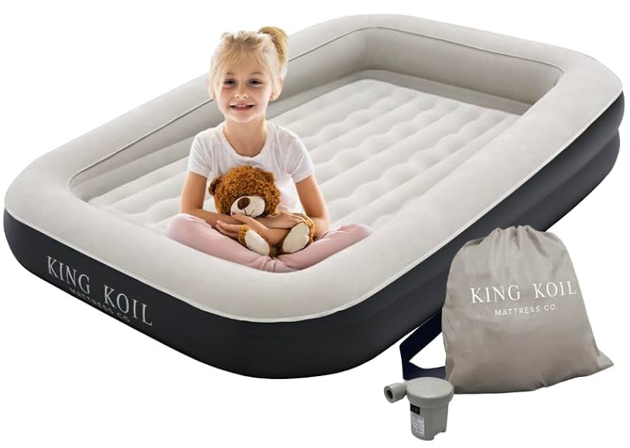 King Koil Luxury Inflatable Toddler Travel Bed with Built-in Safety Bumper, Portable Air Mattress... | Amazon (US)