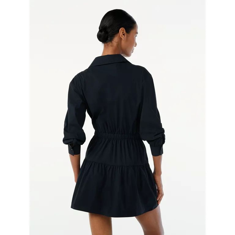 Scoop Women's Collared Shirt Dress with Long Sleeves | Walmart (US)