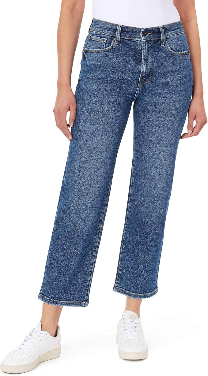 kensie Jeans for Women The Ella High-Rise Straight Leg 27-Inch Inseam Raw Edge, Sizes 0-24 | Amazon (US)
