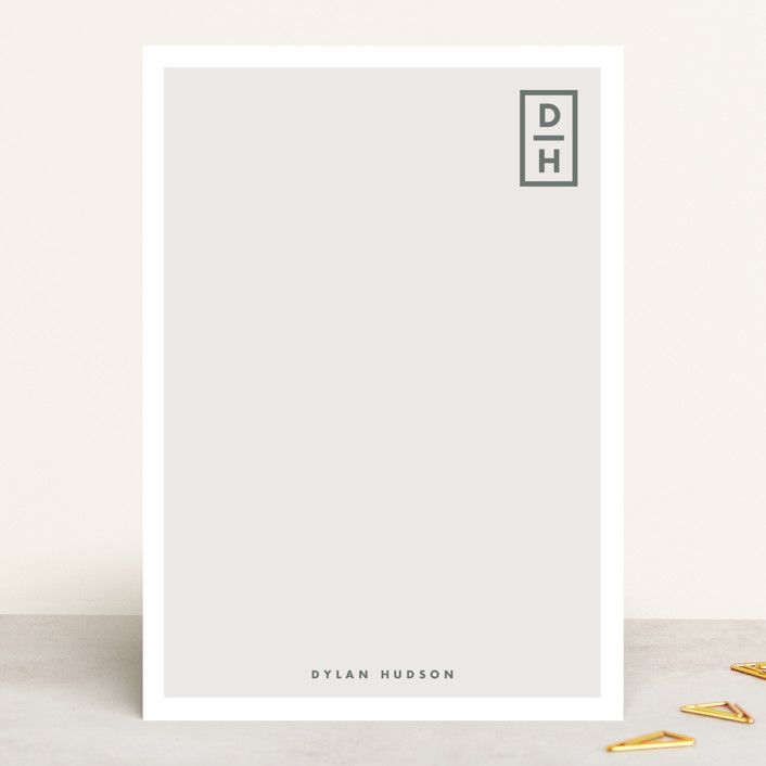 "Cornered" - Customizable 5x7 Personalized Stationery in Gray by Sara Hicks Malone. | Minted