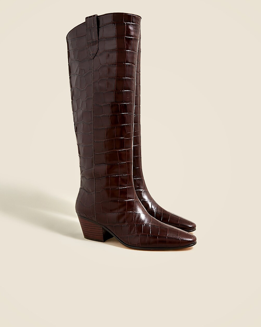 Piper knee-high boots in croc-embossed leather | J. Crew US