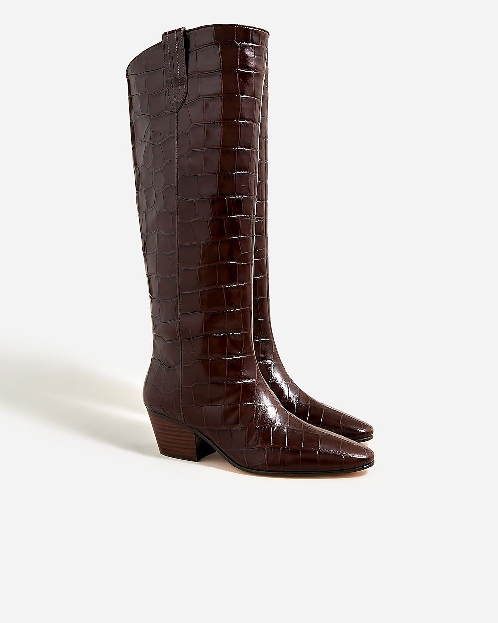 Piper knee-high boots in croc-embossed leather | J. Crew US