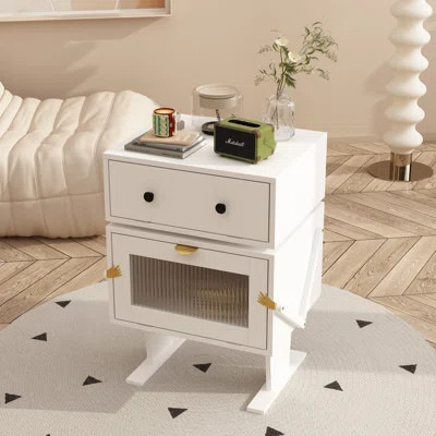 Robot-Inspired Modern End Table With Dual Compartments, Movable Arms, And Gold Accents – A Unique And Functional Side Table | Wayfair North America