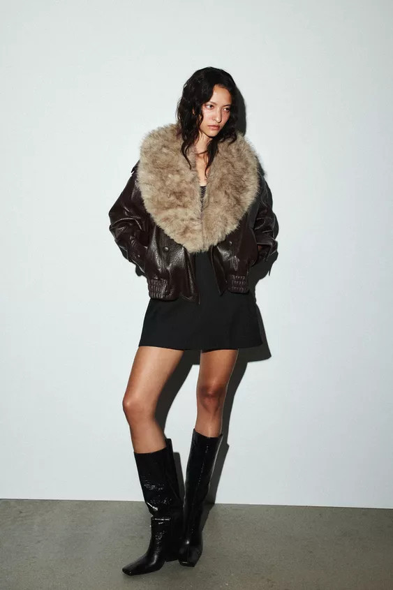 FAUX LEATHER JACKET WITH REMOVABLE COLLAR | Zara US