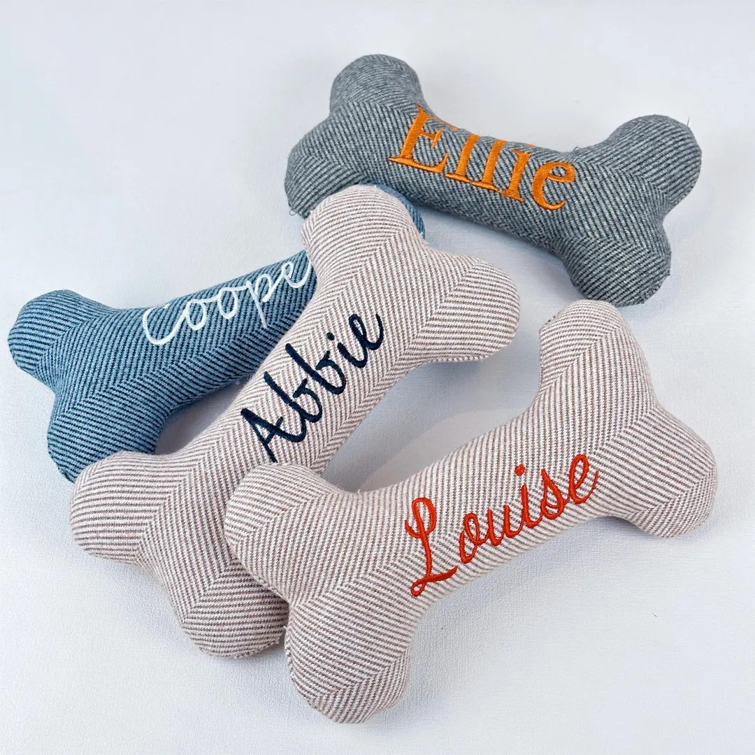 Personalized Bone Pet Toy, Custom Embroidered Dog Toy, Pet Name Toys, Gift for Pet Owner, New Pup... | Etsy (Global)