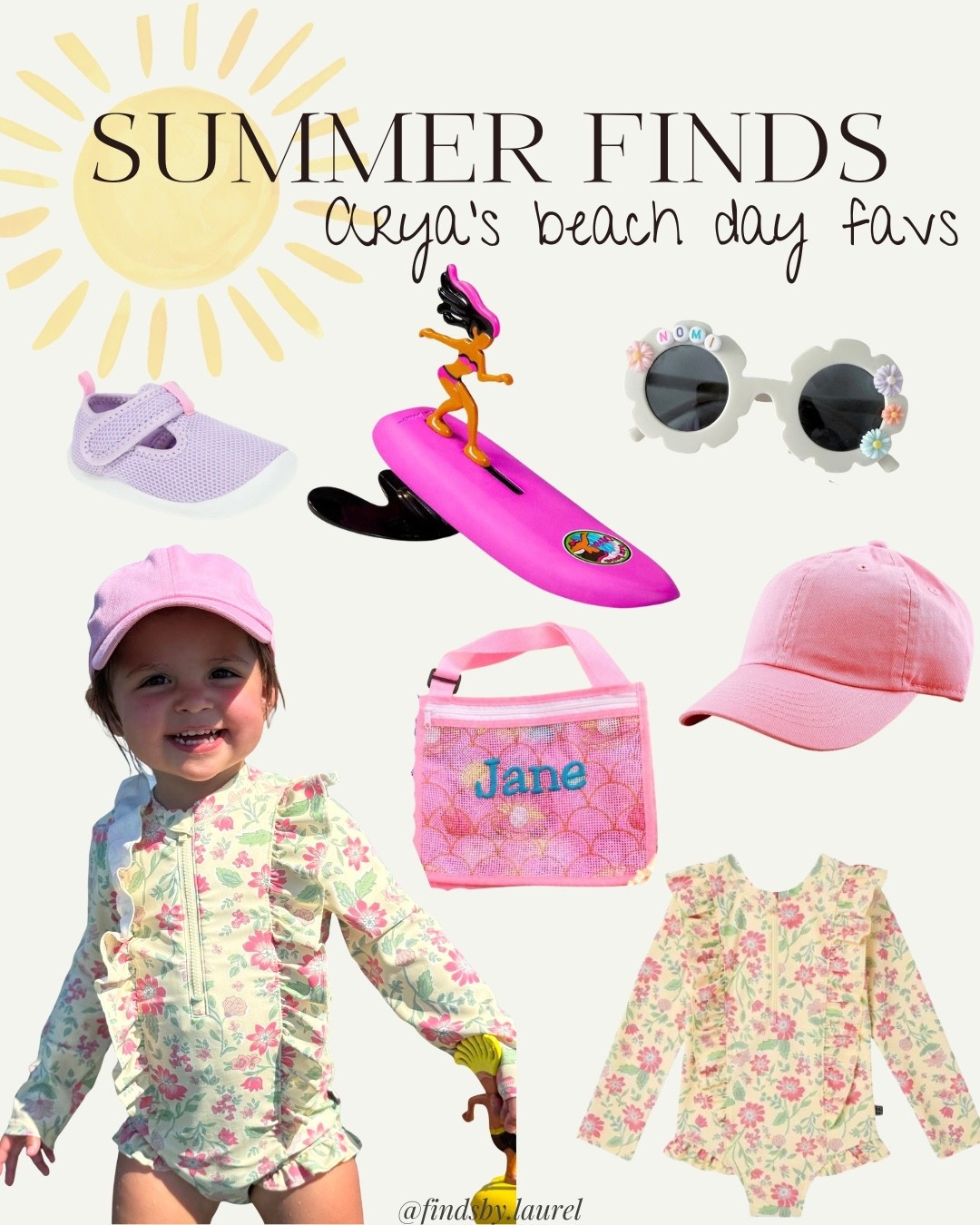 Arya’s current beach day lineup. 🌸☀️

She won’t leave for the beach without:
✨ cute rashguard swimsuit
✨ water shoes
✨ Flower sunglasses
✨ A pink hat
✨ Her personalized seashell bag
✨ And her surfer girl toy

The girl knows exactly what she likes, and apparently that color is pink. 💕😂

#LTKsummer #ToddlerGirl #BeachWithKids #MomFinds #SummerFavorites

#LTKKids #LTKSwim #LTKSeasonal