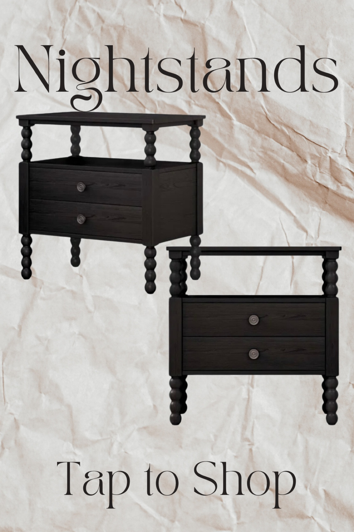 Nightstand black organic modern 