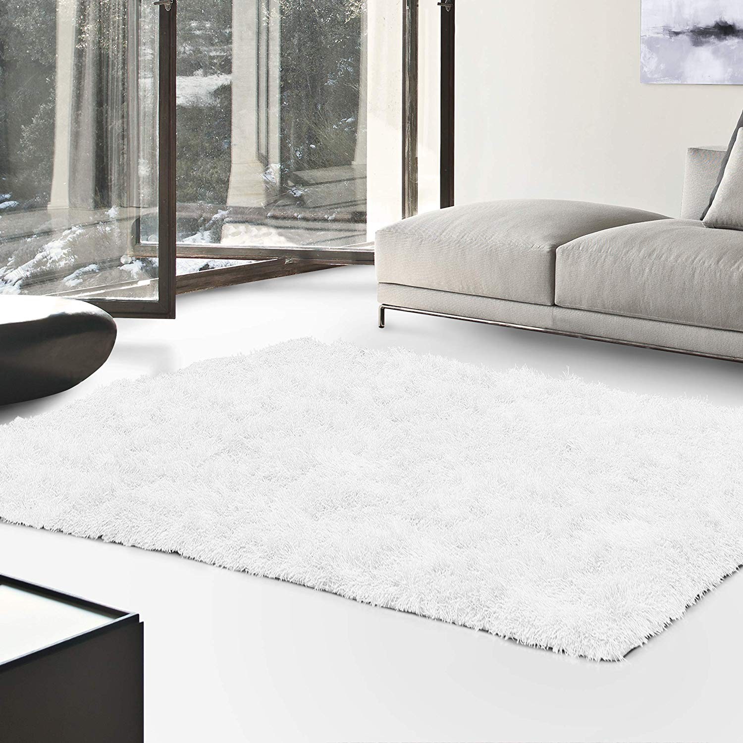 Superior Textured Shag Area Rug, White, 6' x 9' | Amazon (US)