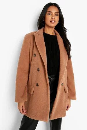 Soft Brushed Wool Look Double Breasted Coat | Boohoo.com (US & CA)