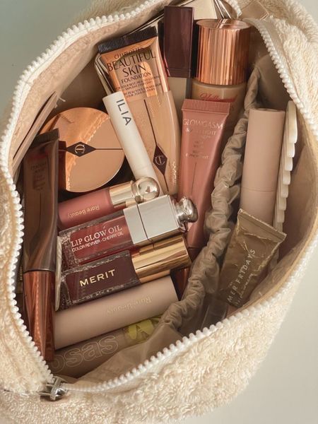 Makeup bag essentials 
Sherpa makeup bag 
Charlotte tilbury 
Rare beauty 

#LTKFind #LTKbeauty #LTKitbag