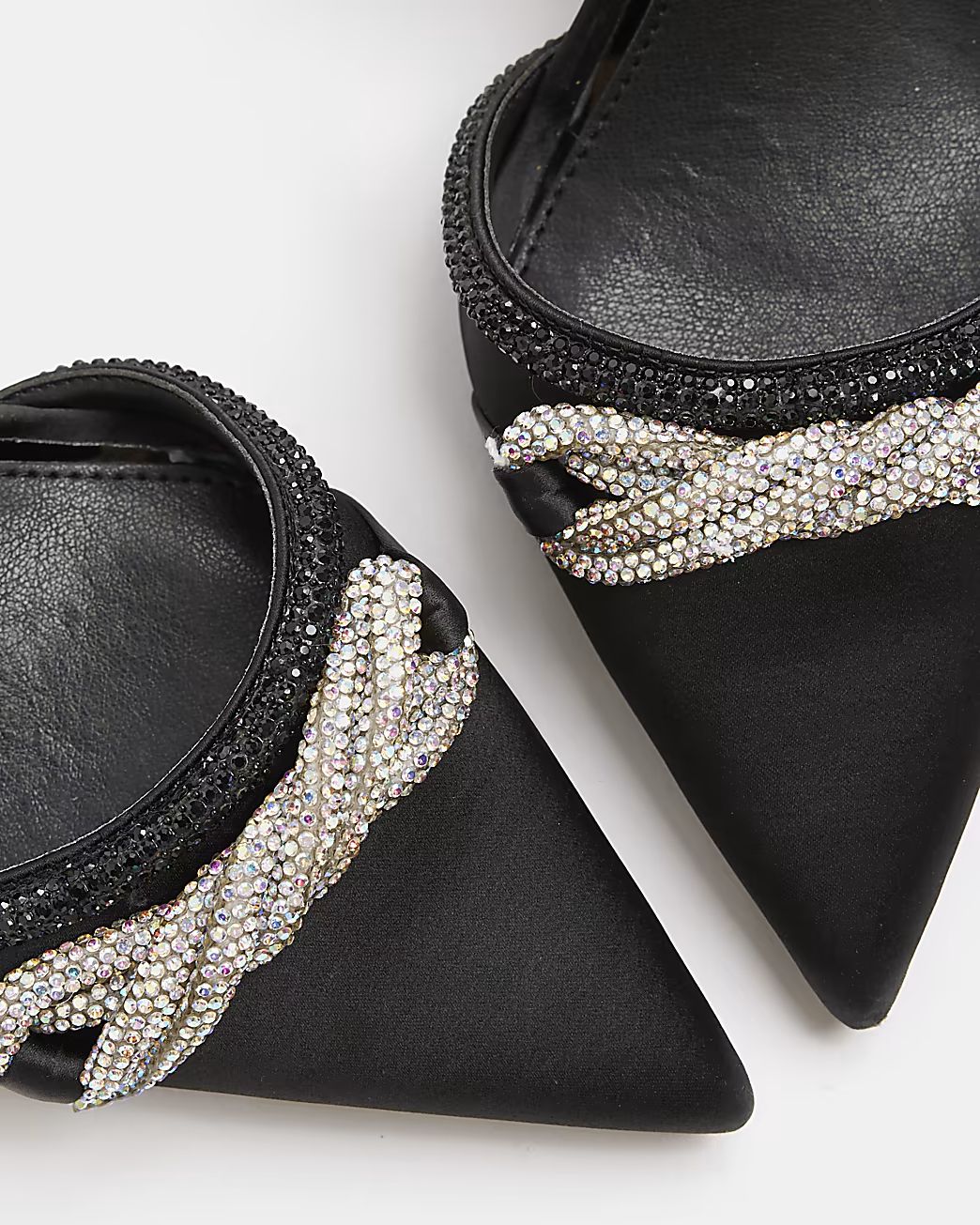 Black wide fit diamante court shoes | River Island (UK & IE)