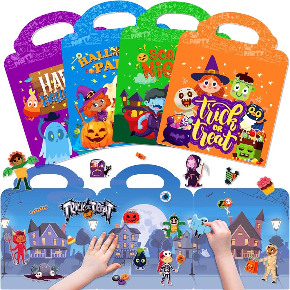 4 Sets Halloween Reusable Sticker Books for Kids 2-4, Halloween Activities for Toddlers 1-3, Remo... | Amazon (US)