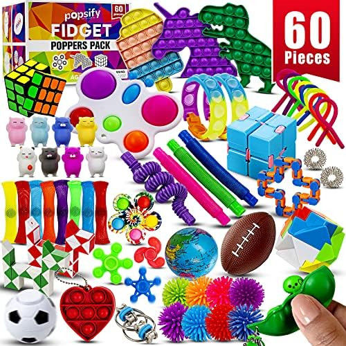 (60 Pcs) Fidget Toys, Pop Its It Fidgets Set, Kids Party Favors Sensory Toys Small Toy Bulk Pack ... | Amazon (US)