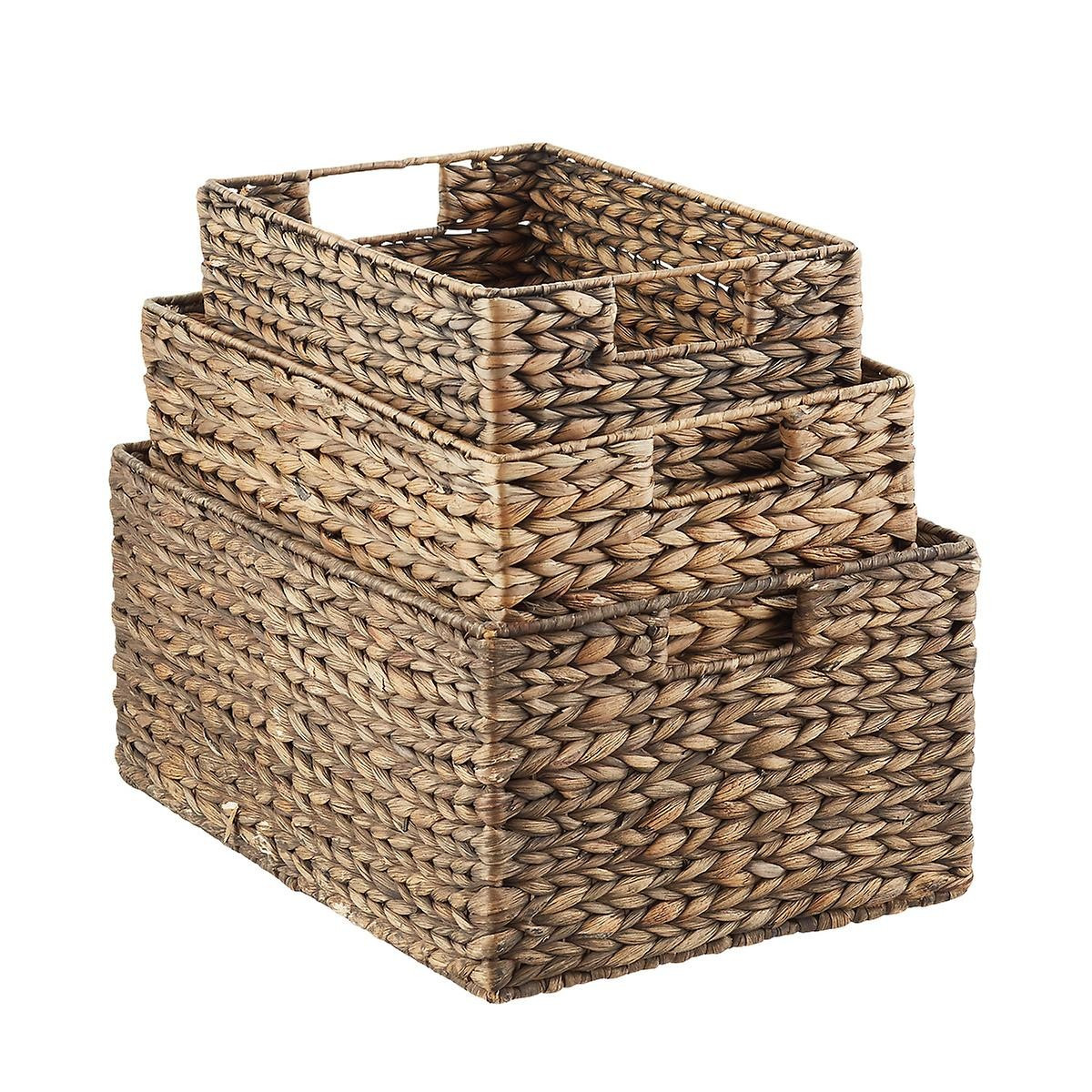 Mocha Water Hyacinth Bins Set of 3 | The Container Store