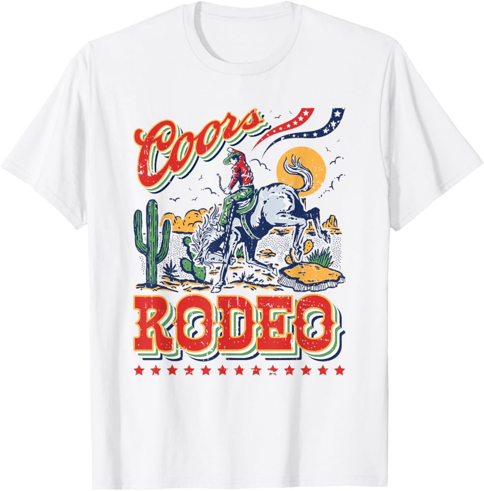 Vintage Cowhide Riding Coors Cowboys Western Country Rodeo T-Shirt | Amazon (US)