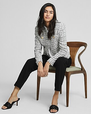 Padded Shoulder Tweed Blazer | Express