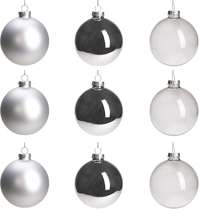 DN DECONATION Silver Glass Christmas Ball Ornaments, 3.15” Hanging Christmas Baubles for Xmas T... | Amazon (US)