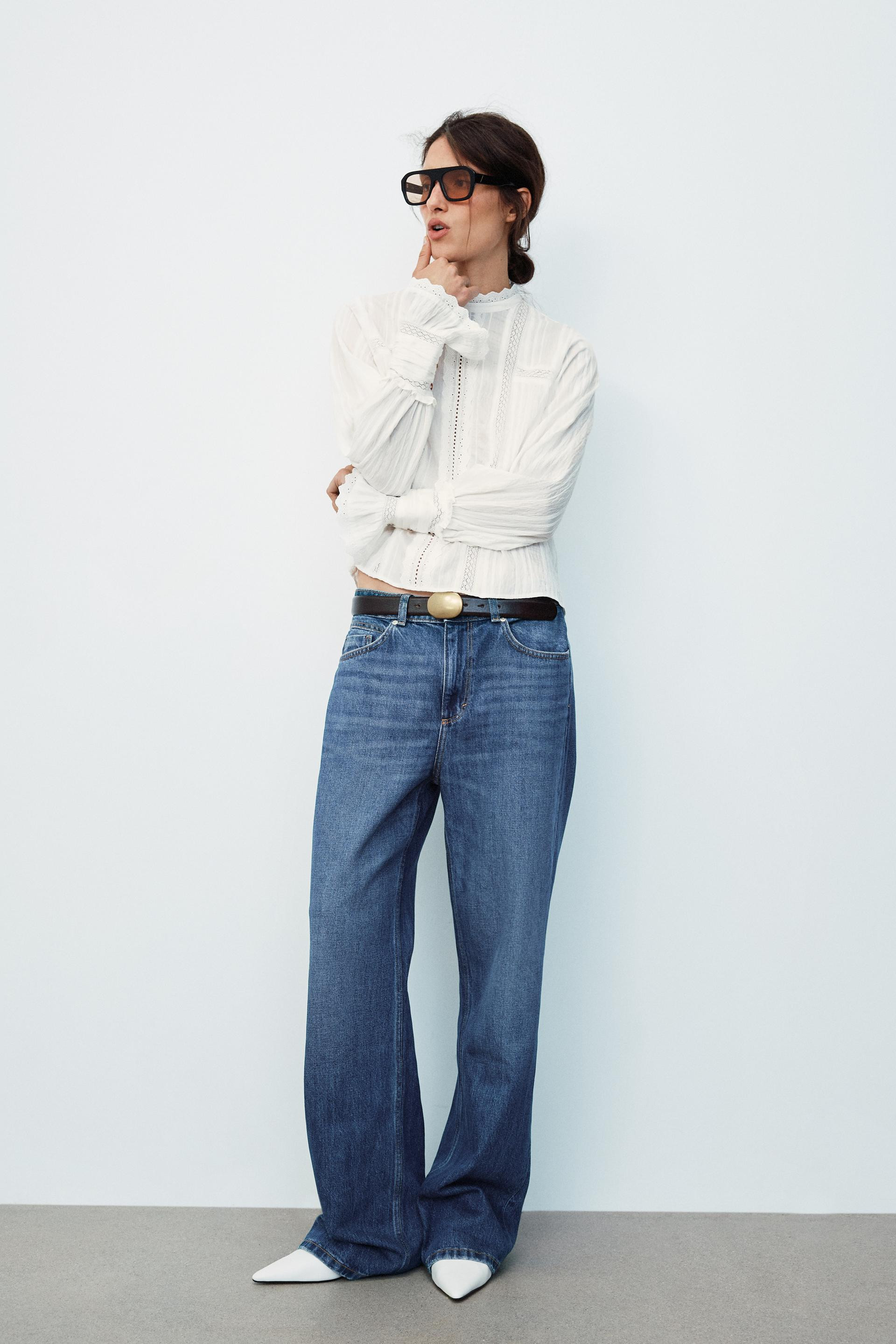 Zara - Romantic Embroidered Blouse - Ecru - M - Woman | Zara UK