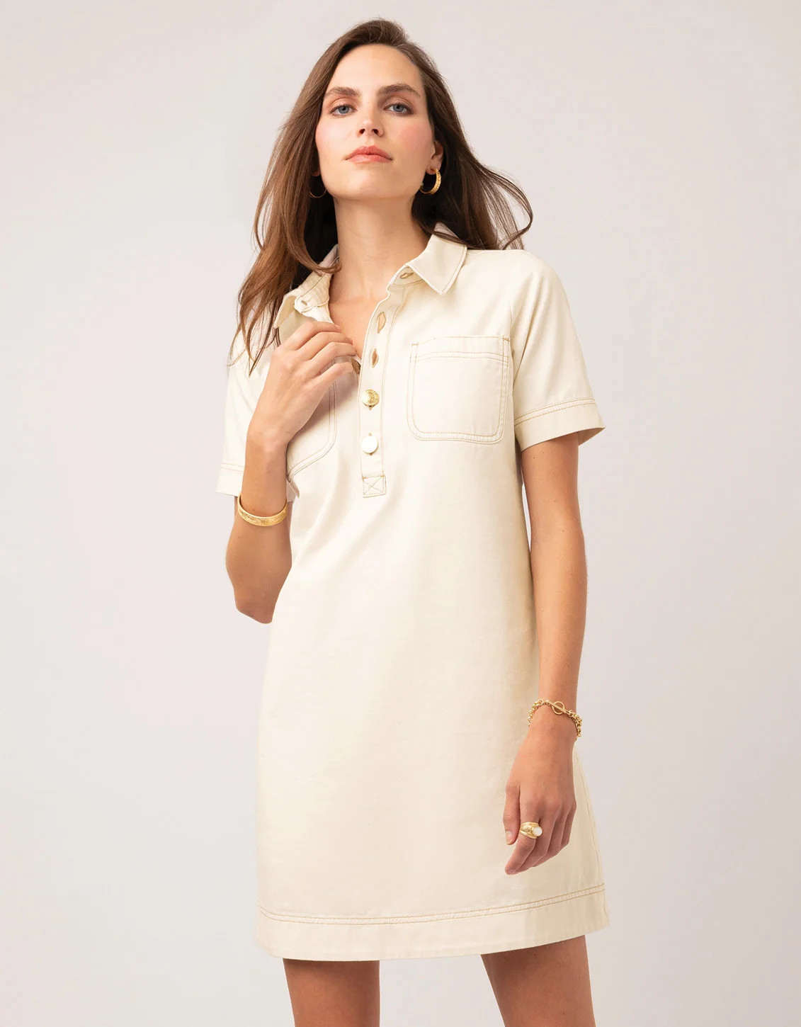 Rhoda Denim Dress Antique White | Spartina 449