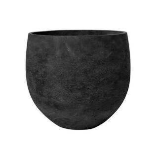 15.35 in. W x 13.78 in. H Extra Large Round Black Washed Fiberclay Indoor Outdoor Mini Orb Planter | The Home Depot