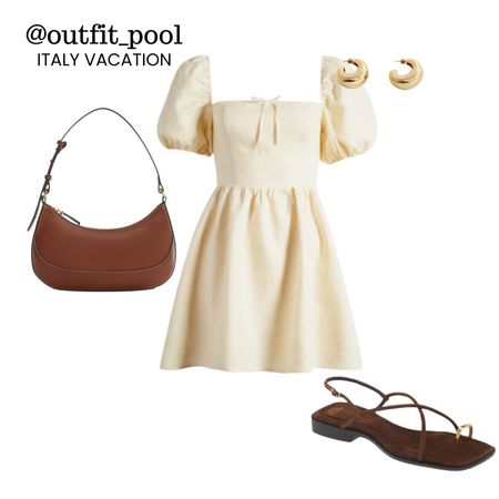 Yellow dress, brown bag, strappy sandals, Italy vacation outfit, summer outfits 

#LTKStyleTip #LTKFindsUnder50 #LTKTravel