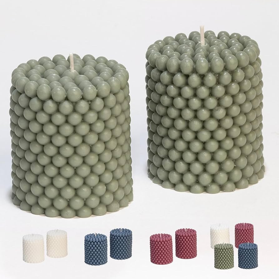 Bubble Candle Soy Candle Sets | Unscented Mini Pillar Candle Aesthetic | 25-Hr Burn Time Bubble C... | Amazon (US)