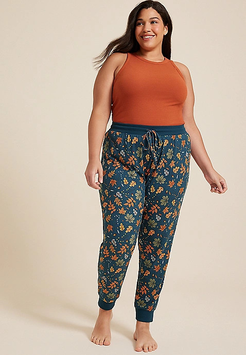 Plus Size Fall Leaves Pajama Jogger | Maurices