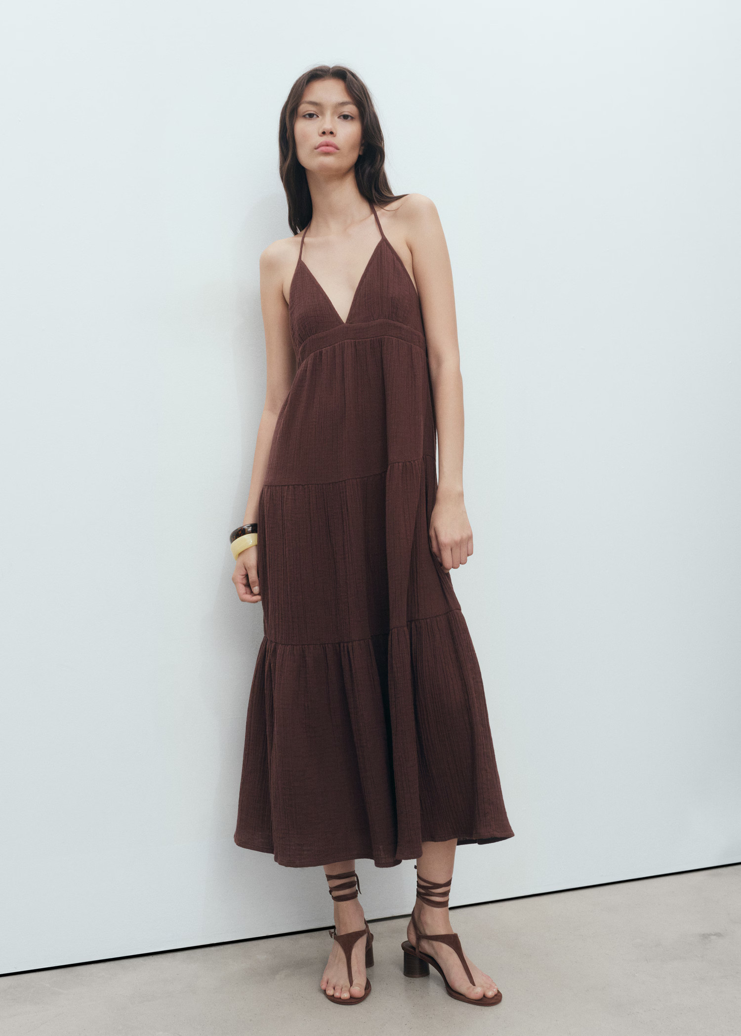 V-neck cotton dress - Women | MANGO United Kingdom | MANGO (UK)