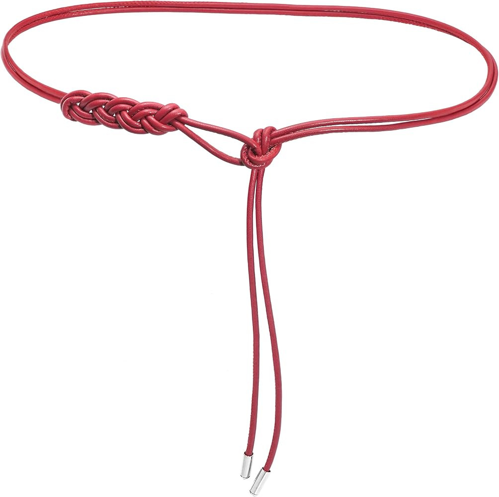 Womens PU Leather Thin Belts Knotted Waistband for Dresses | Amazon (US)