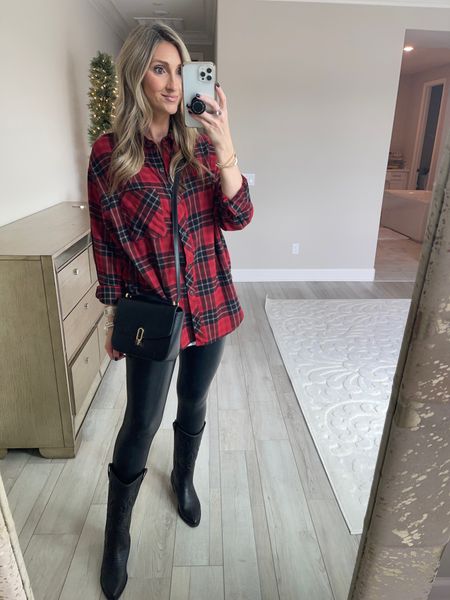 Target oversized plaid shirt. Size M. Perfect for the holidays! Festive outfit. Western boots. Faux leather leggings. Casual. Comfy. Mom style. 

Follow my shop @steph.slater.style on the @shop.LTK app to shop this post and get my exclusive app-only content!

#liketkit #LTKHoliday #LTKSeasonal #LTKunder50
@shop.ltk
https://liketk.it/3Wh7P

#LTKHoliday #LTKstyletip #LTKSeasonal