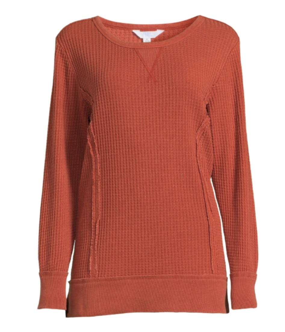 Waffle knit long sleeve shirt at Walmart! Walmart fall fashion 