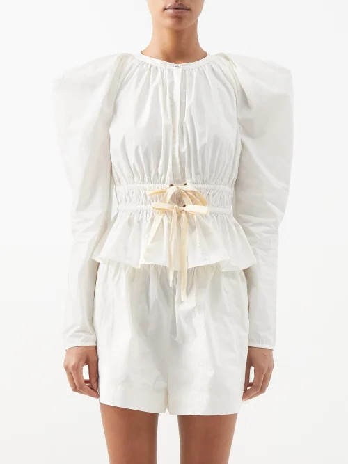 Ulla Johnson - Edena Puff-sleeve Cotton-poplin Blouse - Womens - White | Matches (US)
