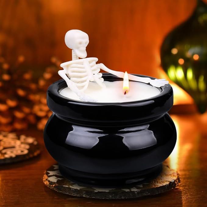 Skeleton Candle Halloween Decorations Indoor, Gothic Vintage Fall Home Decor for Farmhouse Room A... | Amazon (US)