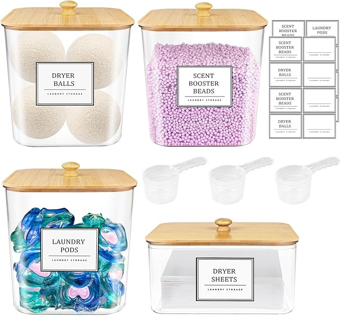 3+1 Pack Laundry Pods Container,Clear Laundry Room Organization Containers,Large Laundry Detergen... | Amazon (US)